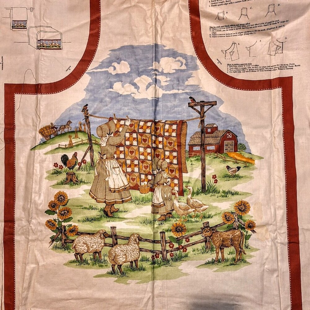 Cut & Sew Apron Farmhouse Collection Fabric Panel New